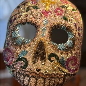 Hand crafted. Rhinestone Sugar Skull Mask with Multicolors